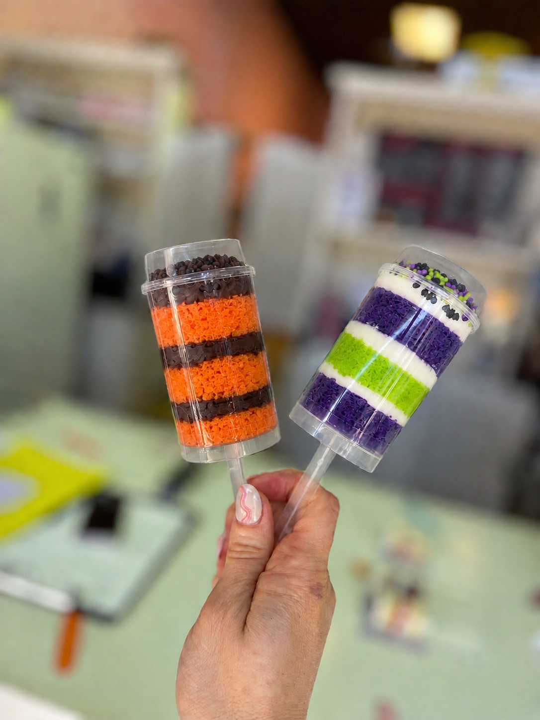 Halloween Cake Push Pops!